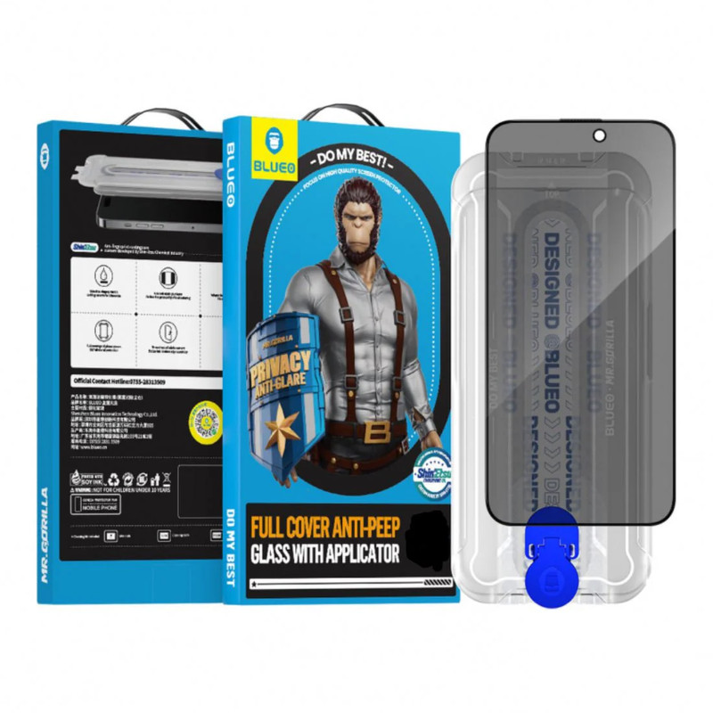 Blueo Full Cover Anti-Peep Glass with applicator - iPhone15 Pro 6.1 - أكسسوار